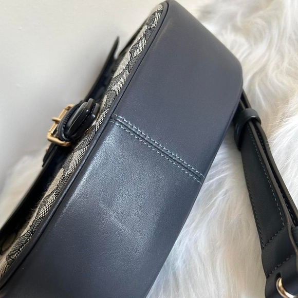 Coach Signature Jacquard Leather Saddle Bag Navy Blue Crossbody C4059 - Picture 8 of 8